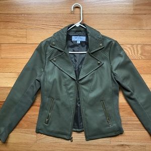 like new army green pleather jacket